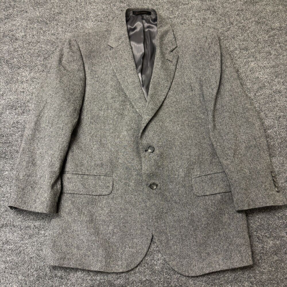 Jos A Bank Reserve Blazer 42S Gray Herringbone Italian Wool Cashmere Sport Coat
